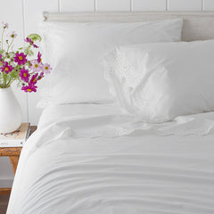 Eyelet Classic Cool Cotton Percale Solid Bed Skirt - White, Full