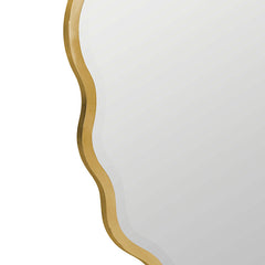 Oval Scalloped Metal Frame Wall Mirror - Gold