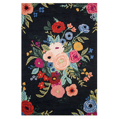 Les Fleur Wool Rug - Black Multi, 2' 6" x 7' 6" Runner