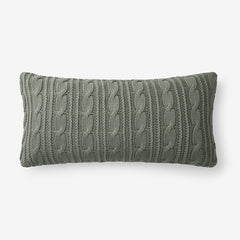 Chunky Cable Knit Decorative Pillow Cover - Khaki/Green