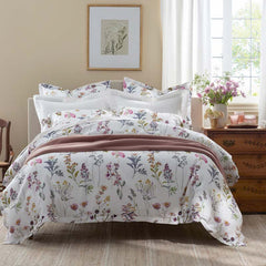 Blooming Garden Classic Smooth Sateen Pillowcase Set - White Multi, Standard