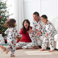 Family Flannel Women's Jogger Pants Pajama Set - Winter Skating Animals, XL