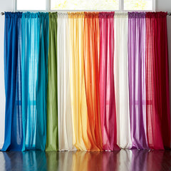 Chambray Voile Yarn-Dyed Ring Top Window Curtain - Peony