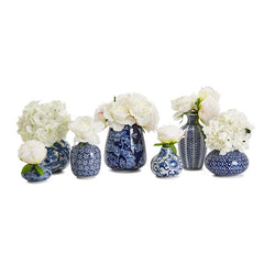 Mini Chinoiserie Vases, Set of 7 - Blue