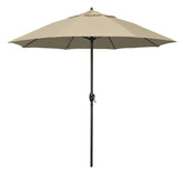 Round Outdoor Patio Umbrella, Aluminum with Auto Tilt Crank - Bronze Finish, Antique Beige, 9'
