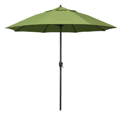 Round Outdoor Patio Umbrella, Aluminum with Auto Tilt Crank - Black Finish, Ginkgo, 9'