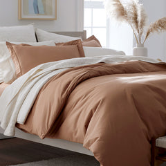 Classic Cool Cotton Percale Flat Bed Sheet - Clay, Queen