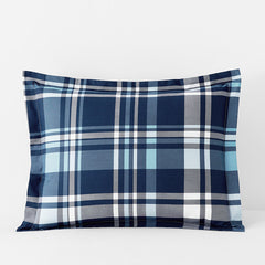 Handsome Tartan Classic Cool Organic Cotton Percale Sham - Blue Multi, Standard