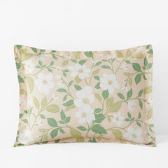 Clemencia Classic Cool Cotton Percale Sham - Floral Peach Blossom, Standard
