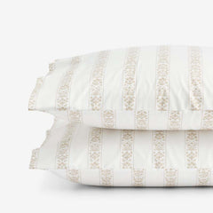 Estee Stripe Classic Smooth Sateen Pillowcase Set - Beige Tan, Standard