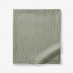 Premium Breathable Washed Linen Solid Flat Bed Sheet - Moss Green, Full