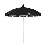 Round Solid Pagoda Outdoor Patio Umbrella, Fiberglass with Push Lift - Black, 8.5'