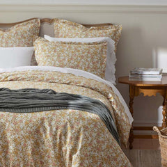 Joyful Floral Classic Smooth Sateen Bed Sheet Set - Gold, Queen