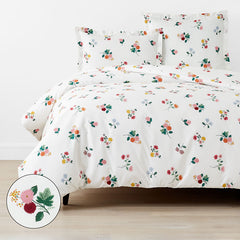 Ditsy Dahlia Classic Cool Cotton Percale Duvet Cover - White Multi, Full/Queen