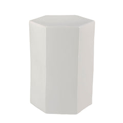 Ceramic Hexagon Side Table - White