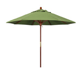 Round Outdoor Patio Umbrella, Wood with Manual Lift - Ginkgo, 9'