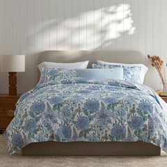 Garden Bliss Classic Smooth Sateen Fitted Bed Sheet - Blue Multi, Twin