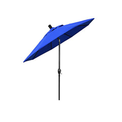 6' Round Outdoor Patio Umbrella, Aluminum with Push Button Tilt - Black Finish, Pacific Blue
