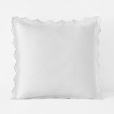 Embroidered Scallop Classic Smooth Sateen Solid Sham - Light Gray, Euro