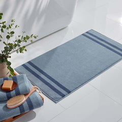 Mirage Aegean Cotton Reversible Stripe Bath Mat - Smoky Blue, 20 in. x 36 in.