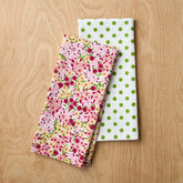 Seasonal Printed Tea Towels, Set of 2 - Flower & Dot