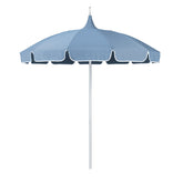 Round Solid Pagoda Outdoor Patio Umbrella, Fiberglass with Push Lift - Air Blue, 8.5'