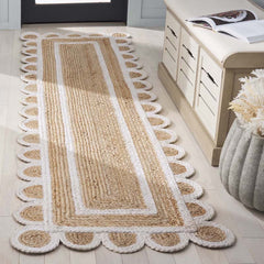 Scallop Border Handwoven Jute Rug - Ivory, 2' 3" x 8' Runner