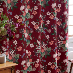 Dahlia Classic Cool Cotton Percale Shower Curtain - Dark Red