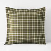 Classic Stripes and Plaids Cool Yarn-Dyed Cotton Percale Sham - Windowpane Green, Euro