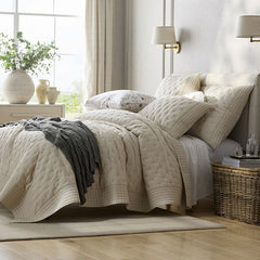 Pintuck Quilted Sham - Oatmeal, Euro