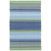 Fiesta Stripe Handwoven Indoor/Outdoor Rug - Blue/Green, 5' x 8'
