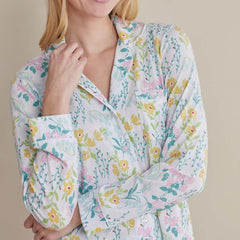 Cotton Modal Women's Button-Down Pajama Set - Spring Garden, XXL
