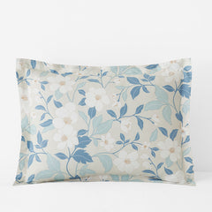 Clemencia Classic Cool Cotton Percale Sham - Floral Pale Blue, Standard