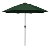 Round Outdoor Patio Umbrella, Aluminum with Auto Tilt Crank - Bronze Finish, Forest Green, 9'