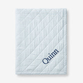 Ditsy Gingham Classic Cool Organic Cotton Percale Quilted Reversible Sherpa Stroller Blanket - Blue
