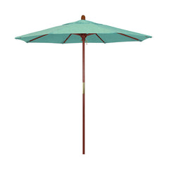 Round Outdoor Patio Umbrella, Wood with Manual Lift - Spectrum Mist, 7.5'