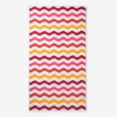 Cotton Terry Beach Towel - Red Multi Wave