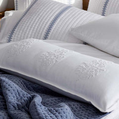 Embroidered Damask Decorative Lumbar Pillow Cover - White, 14 in. x 40 in.