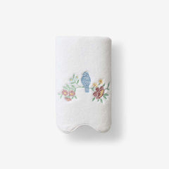 Embroidered Scallop Hand Towel - Bird