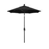 Round Outdoor Patio Umbrella, Fiberglass with Twist Tilt - Bronze Finish, Black, 7.5'