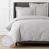 Jacquard Leaf Yarn-Dyed Premium Smooth Supima® Cotton Wrinkle-Free Sateen Duvet Cover - Light Gray, King/Cal. King