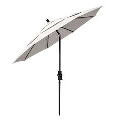 Round Outdoor Patio Umbrella, Fiberglass with Twist Tilt - Black Finish, Natural, 11'