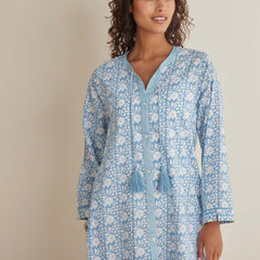 Printed Voile Women's Caftan - Floral Weave, M