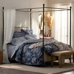 Floral Tapestry Premium Smooth Sateen Flat Bed Sheet - Blue, Twin/Twin XL
