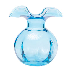 Hibiscus Glass Fluted Vases - Aqua, Medium