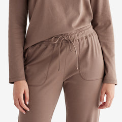 Pima Cotton Women's Jogger Pants Pajama Set - Cocoa, XXL