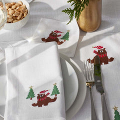 Embroidered Novelty Napkins, Set of 4 - Bear