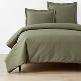 Classic Cool Cotton Percale Bed Duvet Cover - Olive Green, Twin/Twin XL