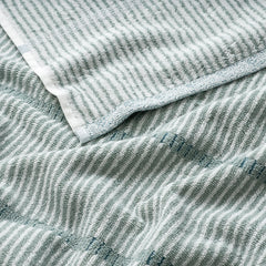 Narrow Stripe Reversible Cotton Hand Towel - Spa Green