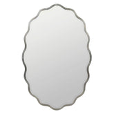Oval Scalloped Metal Frame Wall Mirror - Silver